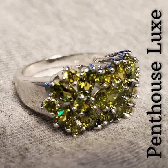 FINAL RESTOCK!! Green Peridot Cluster Cocktail Ring - Picture 4 of 6
